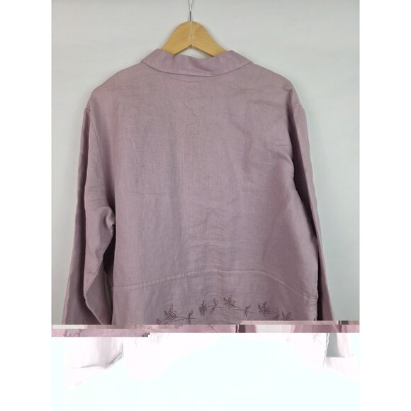 J.Jill Womens Outfit Size XL Missy Purple Linen Long Sleeve Top & Skirt Set - Picture 9 of 16